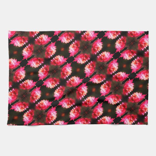 Rode ventilator in zonlicht sluit patroon op theedoek (Horizontaal)