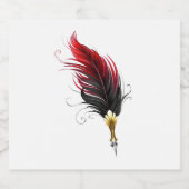 Rode veren pen met gouden penpunt bier etiket (Enkel label)