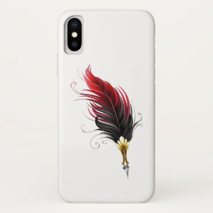 Rode veren pen met gouden penpunt iPhone x hoesje