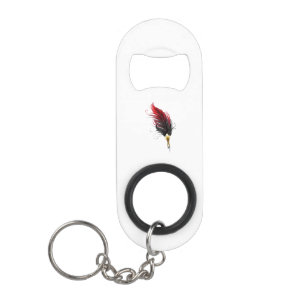 Rode veren pen met gouden penpunt mini flessenopener