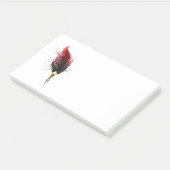 Rode veren pen met gouden penpunt post-it® notes (Schuin)