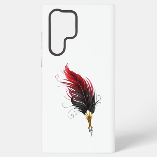 Rode veren pen met gouden penpunt samsung galaxy hoesje (Achterkant)