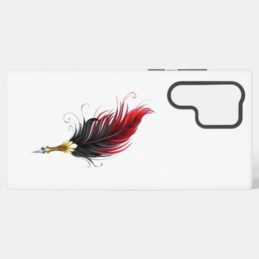 Rode veren pen met gouden penpunt samsung galaxy hoesje (Achterkant horizontaal)