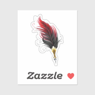 Rode veren pen met gouden penpunt sticker