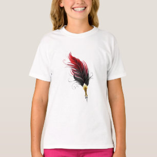 Rode veren pen met gouden penpunt t-shirt