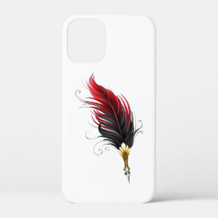 Rode veren pen met gouden punt iPhone 12 mini hoesje