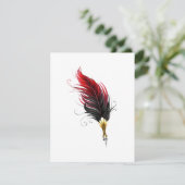 Rode veren pen met gouden punt informatiekaartje (Staand voorkant)