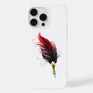 Rode veren pen met gouden punt iPhone 15 pro max hoesje