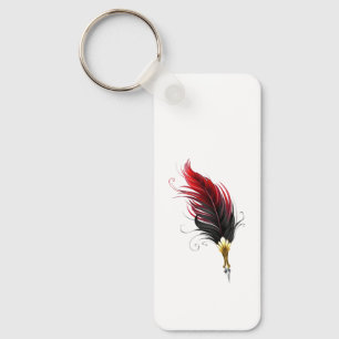 Rode veren pen met gouden punt sleutelhanger