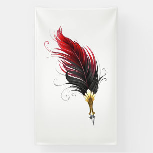 Rode veren pen met gouden punt spandoek