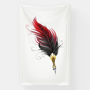 Rode veren pen met gouden punt spandoek