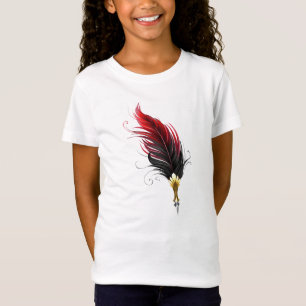 Rode veren pen met gouden punt t-shirt
