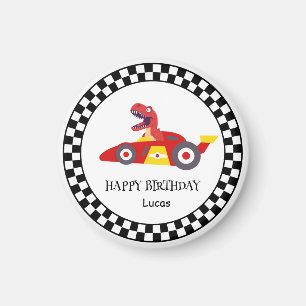 Rode Verjaardag Dinosaur race auto jongen racing k Magneet