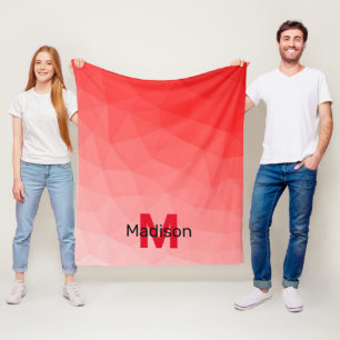 Rode verloop geometrisch mesh patroon Monogram Fleece Deken