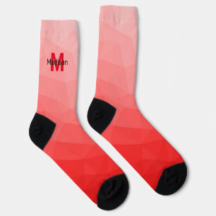 Rode verloop geometrisch meshpatroon Monogram Sokken