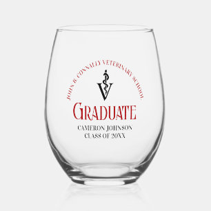 Rode Veterinaire School Afstuderen Custom Wijnglas Zonder Voet