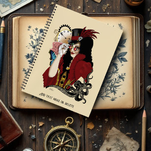 Rode Victoriaanse Steampunk Dame Vintage Octopus Notitieboek