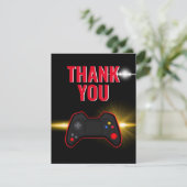 Rode videogame feestje bedankkaart (Staand voorkant)
