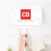 Rode Vierkante Monogram Bouw, Aannemers Spandoek (Insitu)