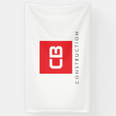 Rode Vierkante Monogram Bouw, Aannemers Spandoek (Verticaal)