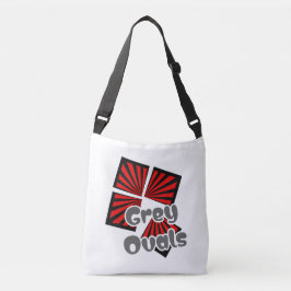 Rode vierkanten met balken en grijze ovalen Tekst Crossbody Tas