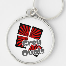 Rode vierkanten met balken en grijze ovalen Tekst Sleutelhanger