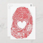 rode vingerafdruk met hart briefkaart (Voorkant / Achterkant)