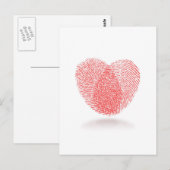 rode vingerafdrukhartvorm briefkaart (Voorkant / Achterkant)