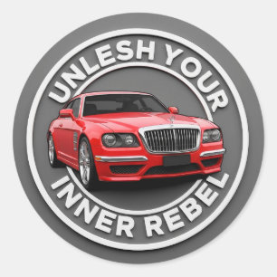 Rode Vintage Auto Ronde Sticker