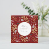 Rode Vintage Botanisch Lijst Kerstkaart (Staand voorkant)