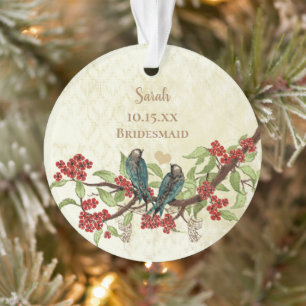 Rode Vintage Bruidsmeisje Vogel Ornament