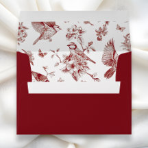 Rode Vintage Chinoiserie bloemenvogel