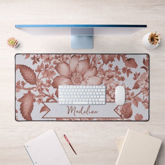 Rode Vintage Chinoiserie Floral Bureaumat (Kantoor 1)