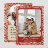 Rode Vintage Foto Kerst Kaart (Voorkant / Achterkant)