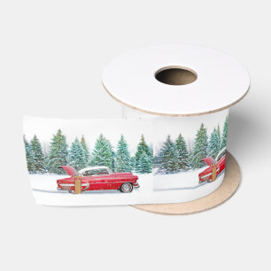 Rode Vintage Kerstmis van de Auto Lint
