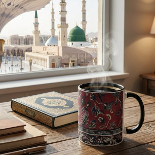 Rode Vintage Madinah Moskee Islamitisch Tapijtpatr Mok