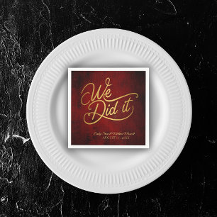 Rode vintage perkament ,kalligrafie 'We Did It' Servet