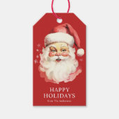Rode Vintage Retro Kerstman Kerstmis Cadeaulabel (Voorkant)