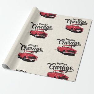 Rode Vintage Truck Aangepaste Naam Inpakpapier