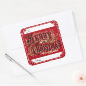 Rode Vintage Vrolijk Kerstcadeau Label Stickers (Envelop)