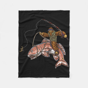 Rode vis vissen jagen Bigfoot Vissers Fleece Deken