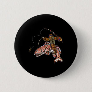 Rode vis vissen jagen Bigfoot Vissers  Ronde Button 5,7 Cm