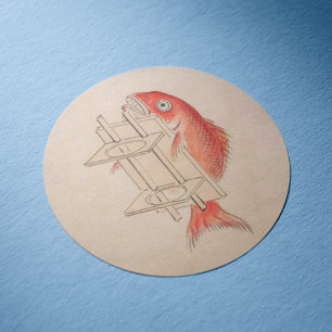 rode vis Yokai Ronde Sticker