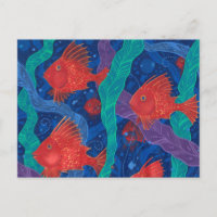 Rode vis, zeewier Zee zeedieren onderwater