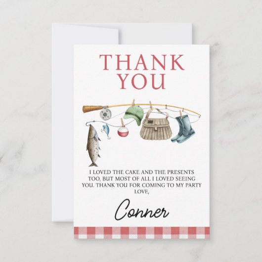 rode Vissen O-Fish-Ally één verjaardag Bedankkaart (Voorkant)