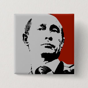 Rode Vladimir Poetin Vierkante Button 5,1 Cm