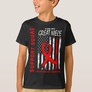 Rode vlag grafiek voor bewustzijn van hartaandoeni t-shirt