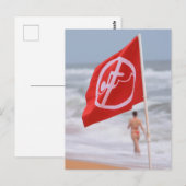 Rode vlag op het strand - Florida Briefkaart (Voorkant / Achterkant)