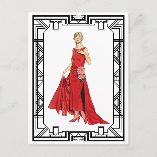 rode vlakke zijderoute Mode Briefkaart (Voorkant)