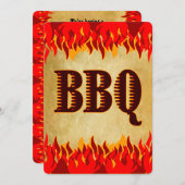 Rode Vlammen Western BBQ-feest Kaart (Voorkant / Achterkant)